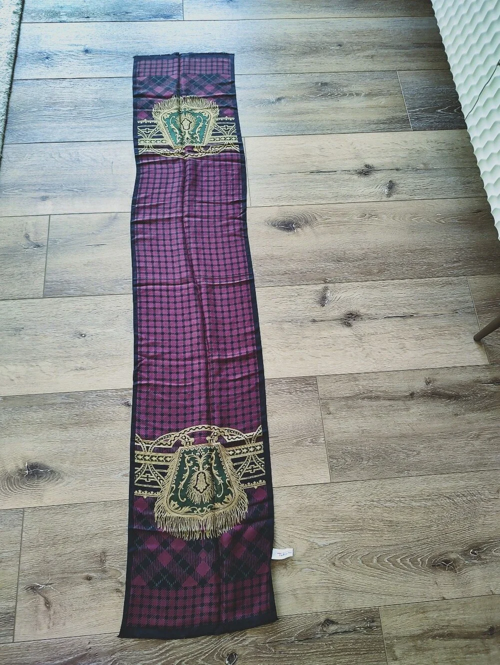 Vintage Talbots Japanese Silk Stole Scarf Scottish Fringe Style Check 90s